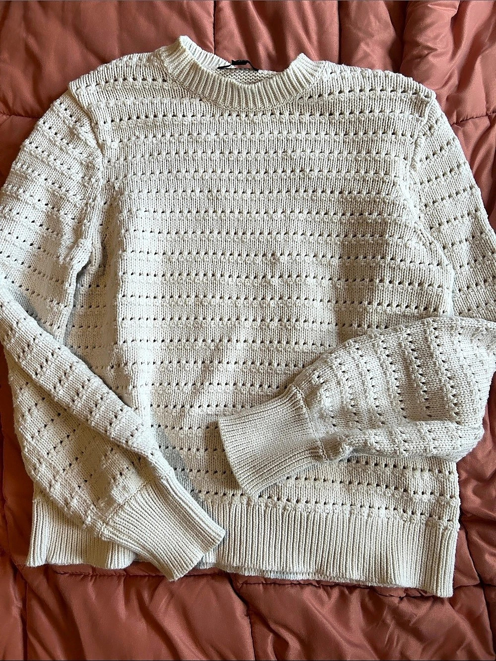 J.Crew Open-Knit White Sweater Size Large
